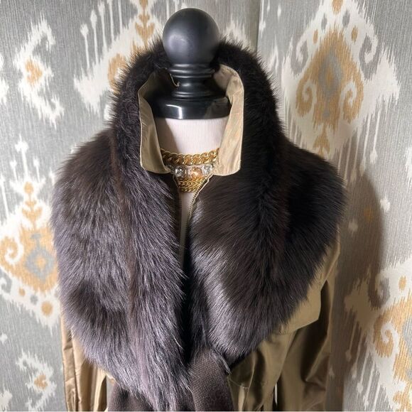 Ralph Lauren Espresso Brown Italian Shearling & Cashmere Blend Knit Scarf - Picture 11 of 16